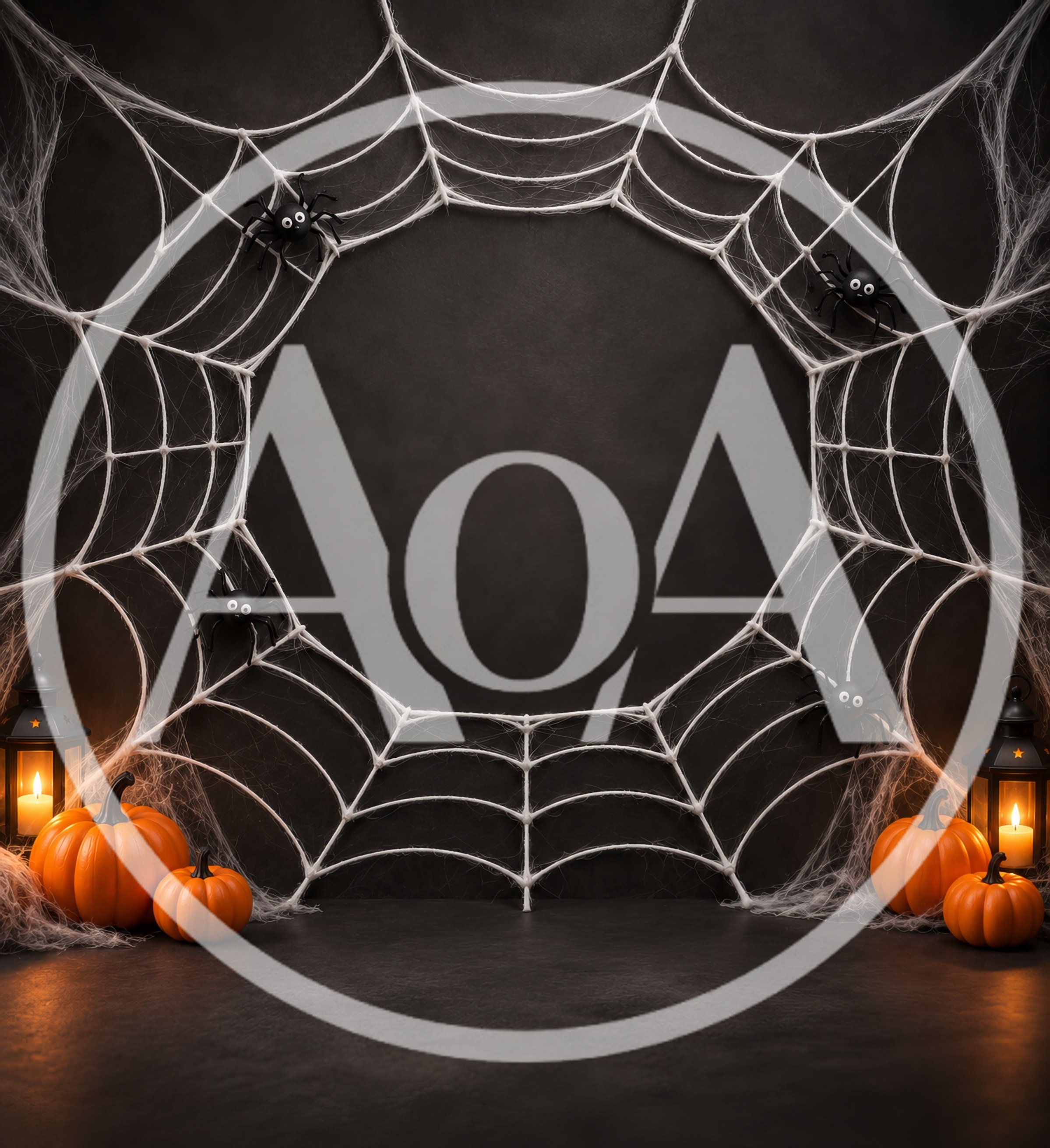 Halloween Background With Pumpkins And Spiders