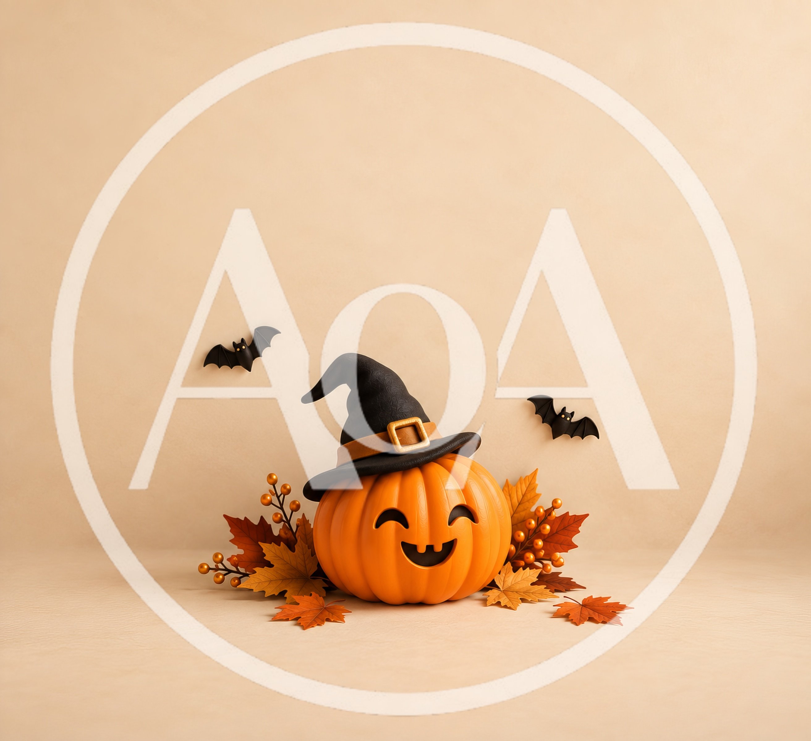 Cute Halloween Pumpkin Wearing A Witch Hat