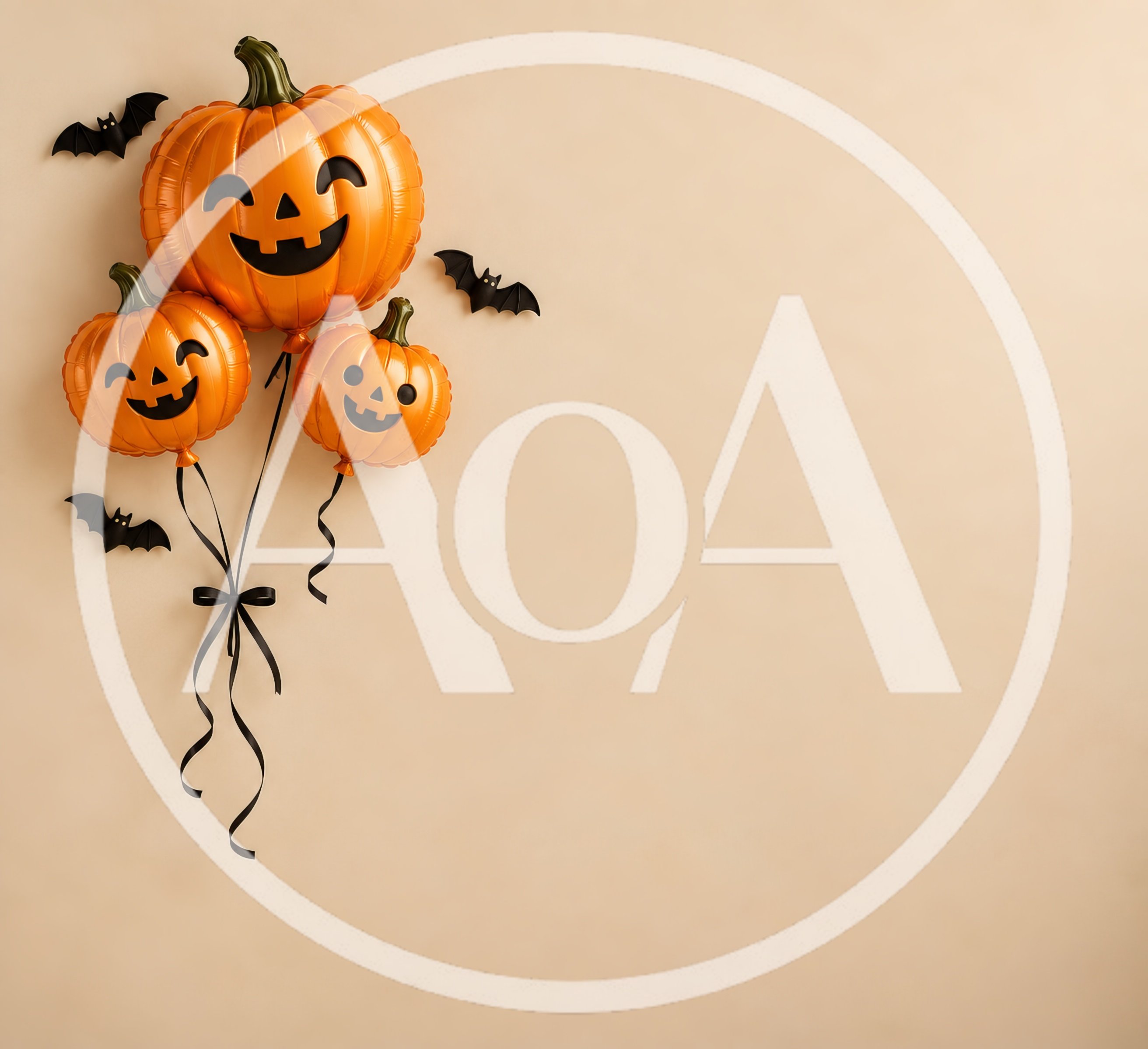 Halloween Pumpkin Balloons With Decorative Bats