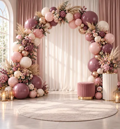Elegant Balloon Arch Backdrop for Wedding or Event