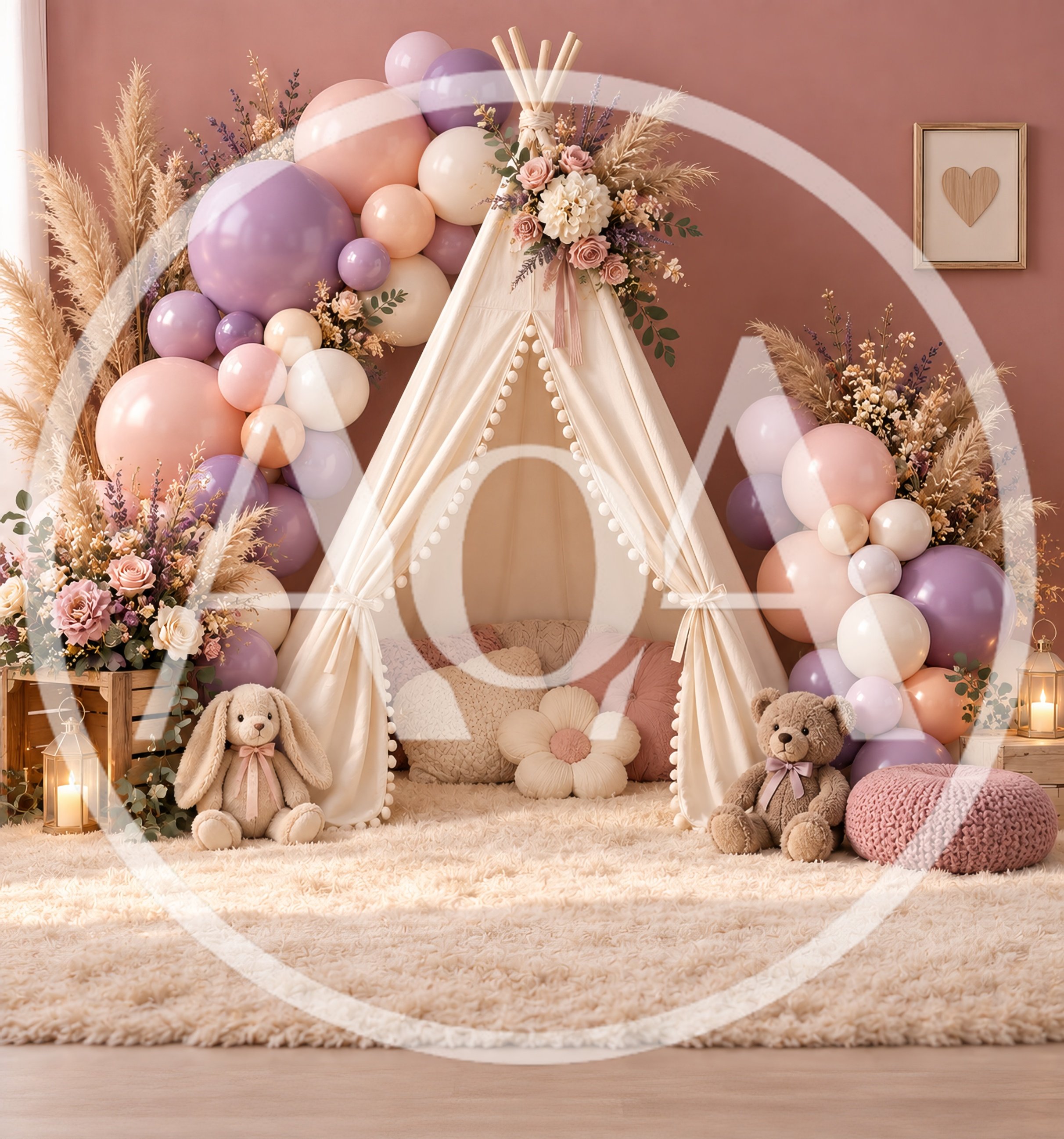 Boho Style Childrens Teepee Play Tent Setup