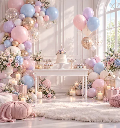 Elegant Pastel Birthday Party Table Setup