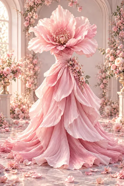 Pink Floral Gown Inspired By A Blooming Flower