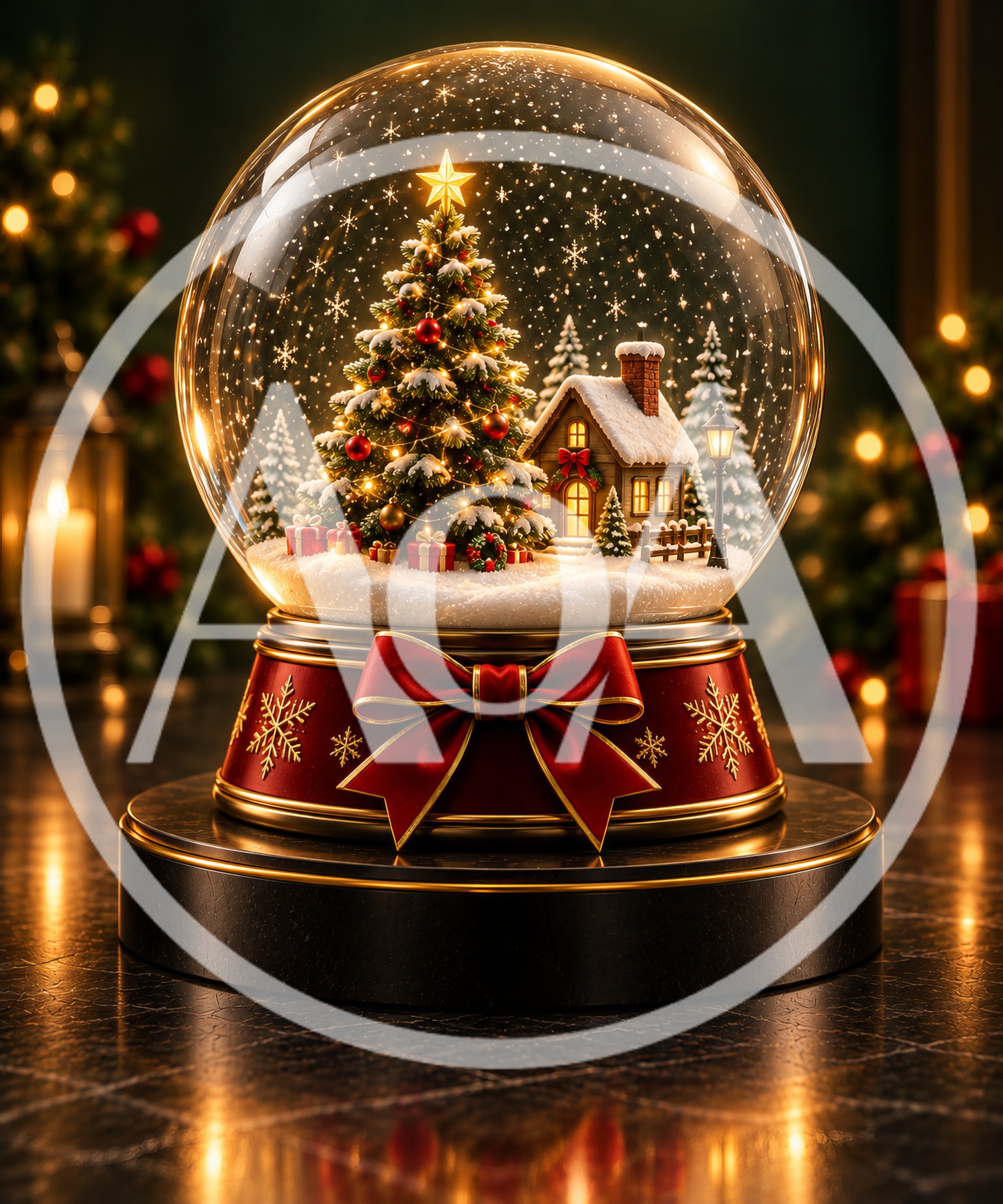 Christmas Snow Globe With Tree And House