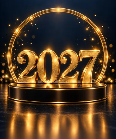 Golden 2027 New Year Celebration Display
