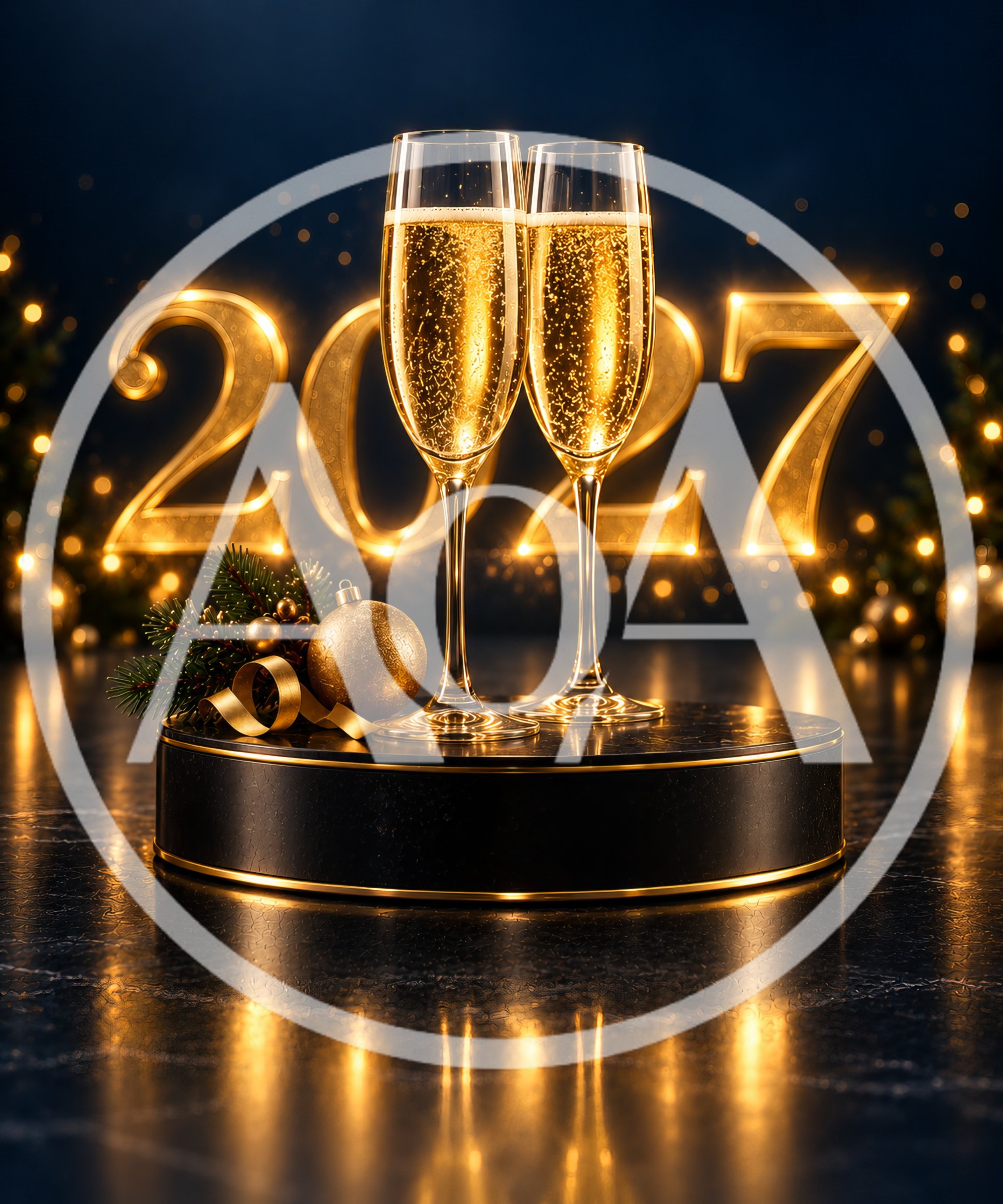 Two Champagne Flutes Celebrating New Year 2027
