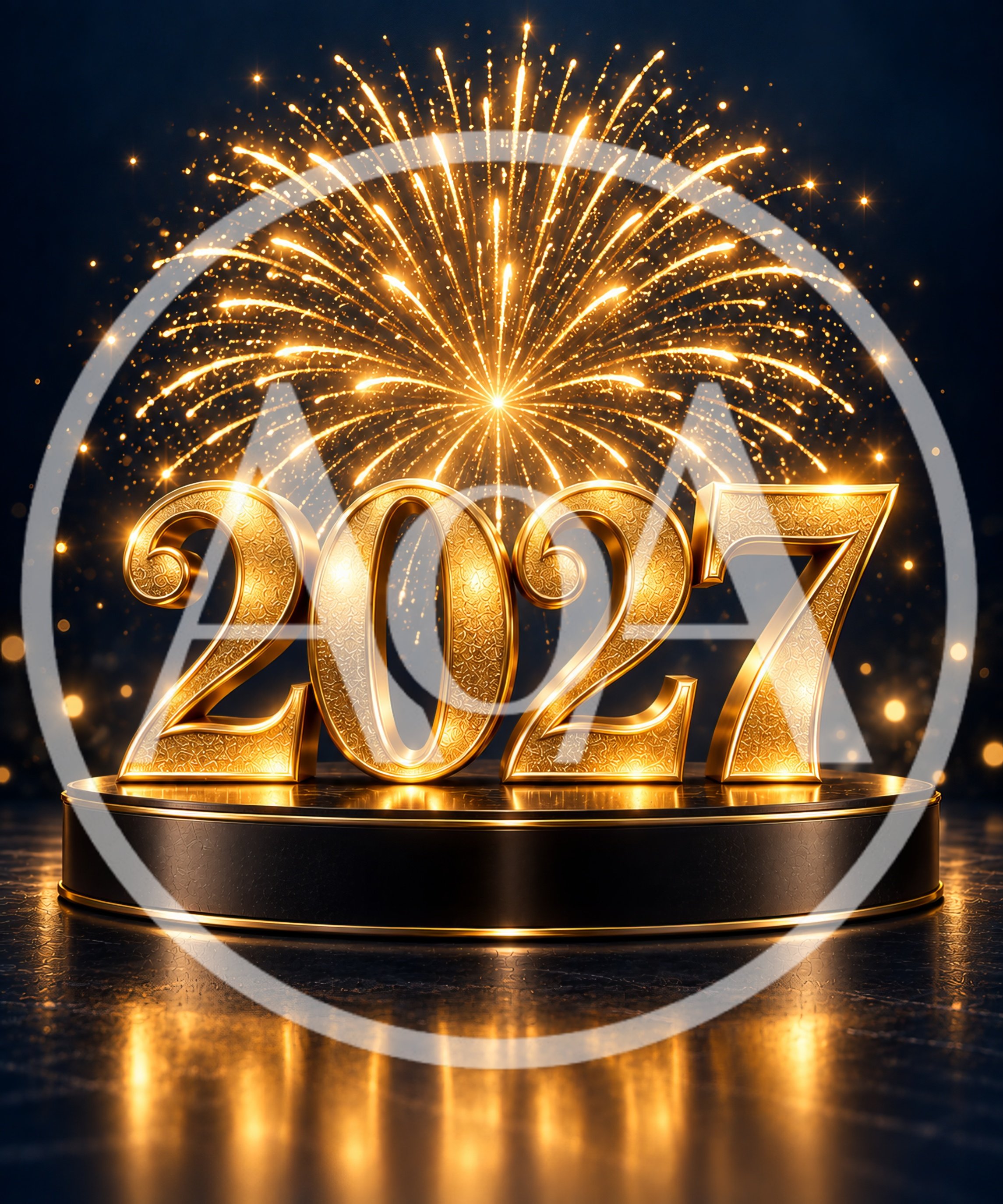 Golden 2027 New Year Celebration With Fireworks