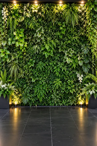 Lush Vertical Garden Wall With Ambient Lighting