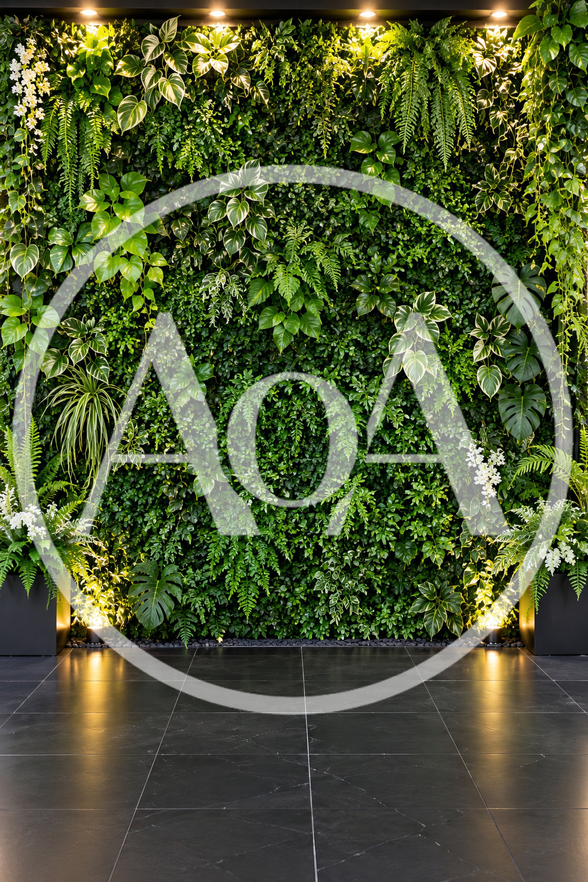 Lush Vertical Garden Wall With Ambient Lighting