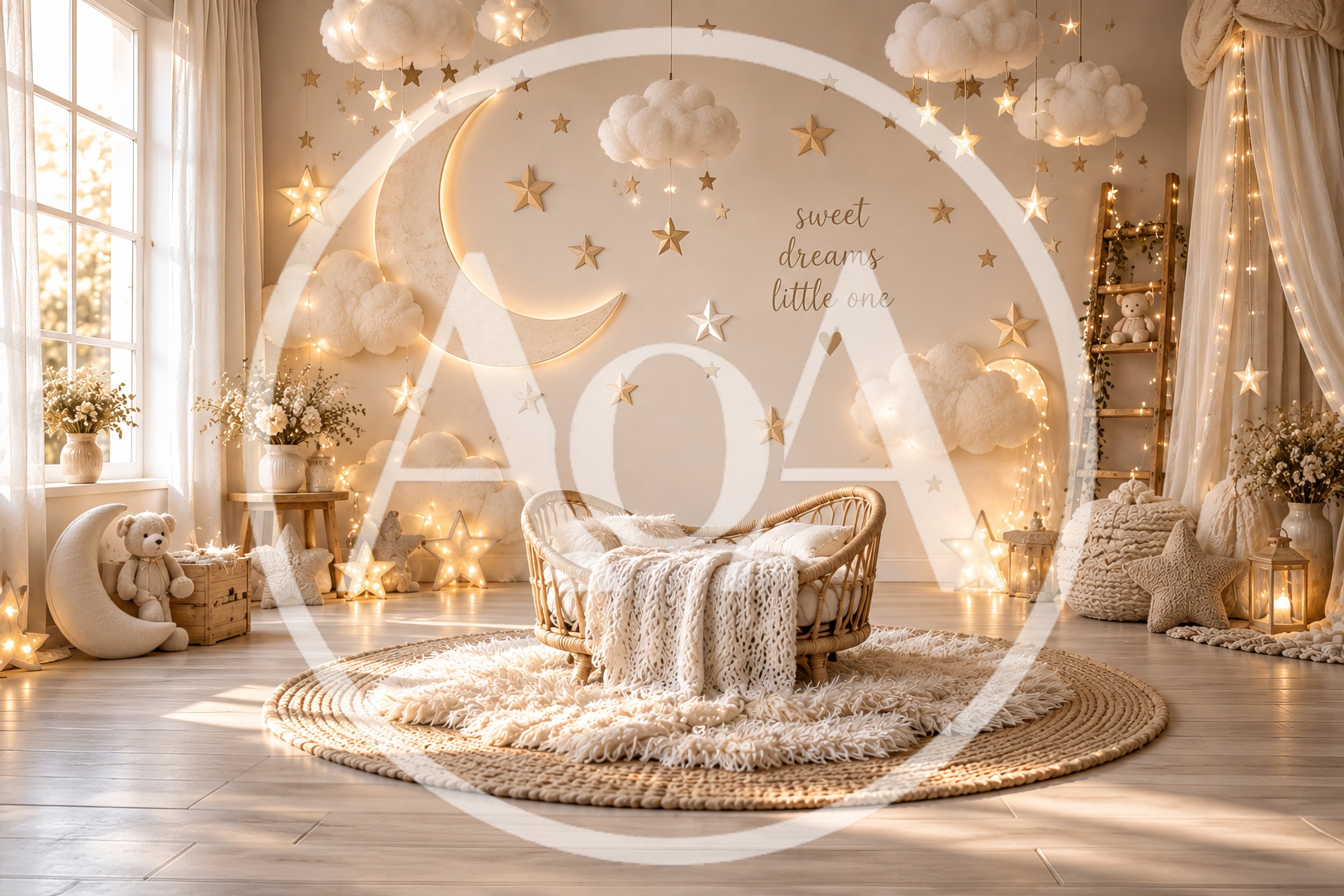 Boho Nursery Room With Moon And Stars Decor