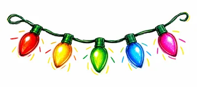 Hand Drawn Colorful Christmas Light String Illustration