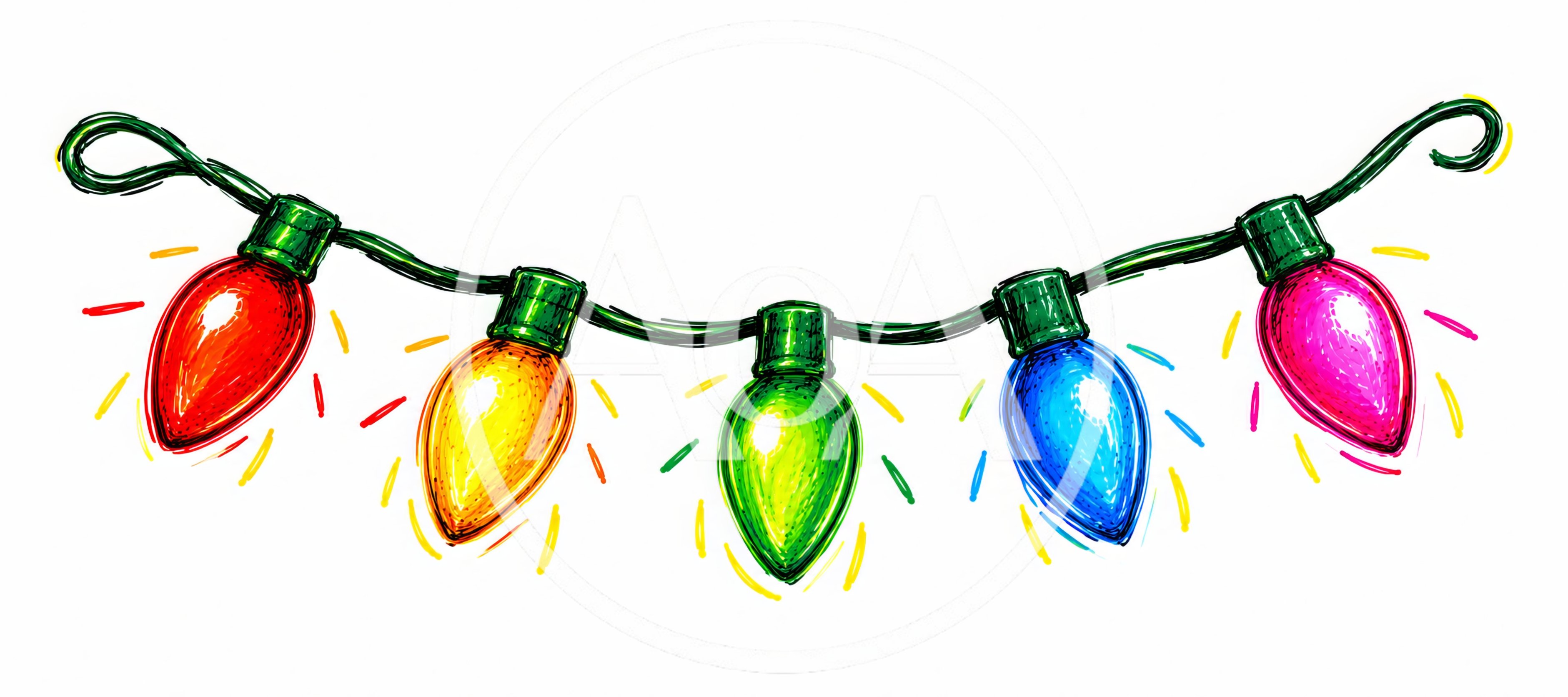Hand Drawn Colorful Christmas Light String Illustration