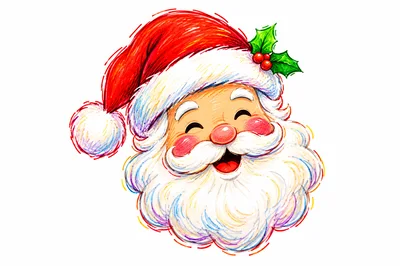 Cheerful Santa Claus Head Illustration