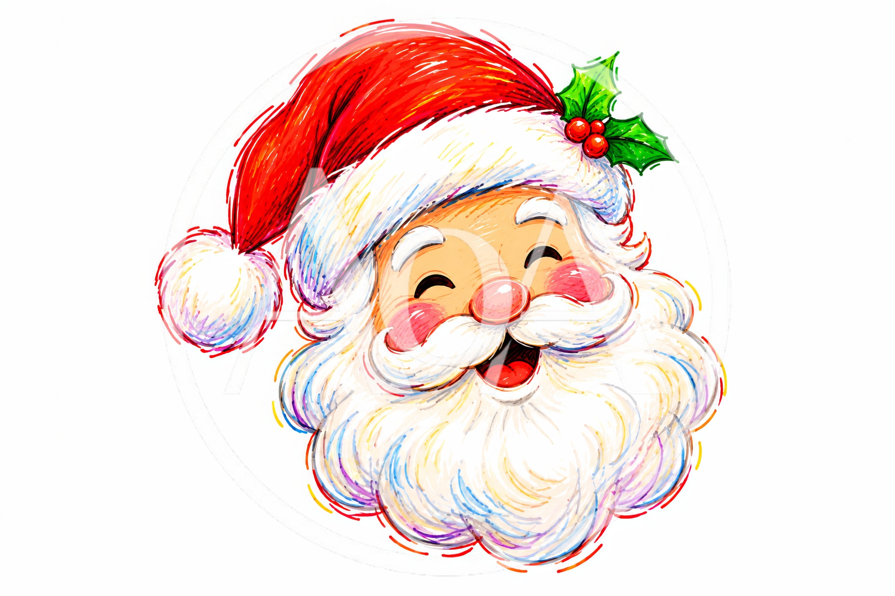 Cheerful Santa Claus Head Illustration