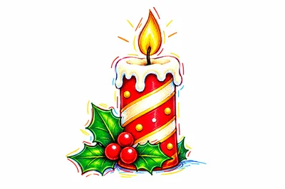 Hand Drawn Christmas Candle Illustration