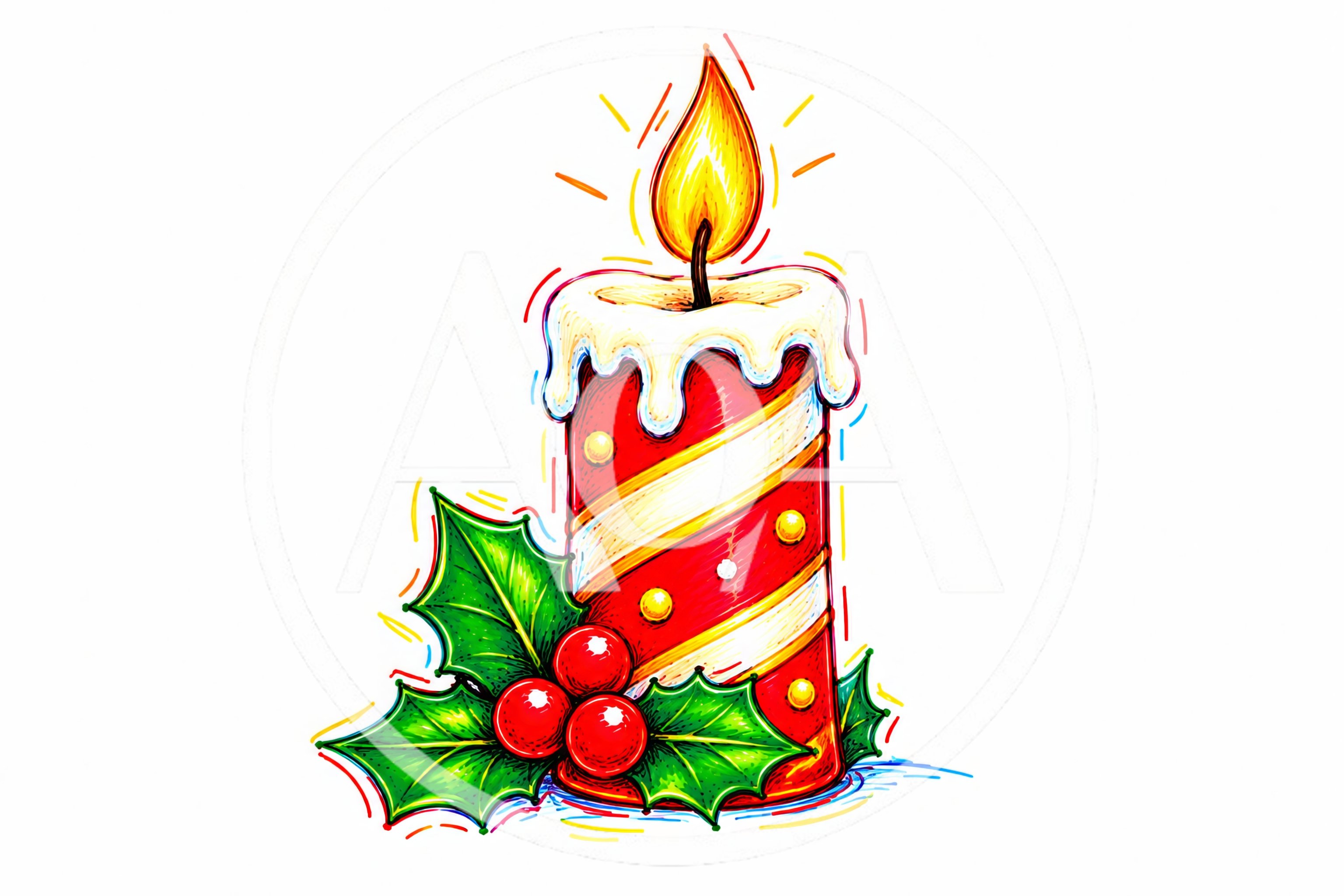Hand Drawn Christmas Candle Illustration
