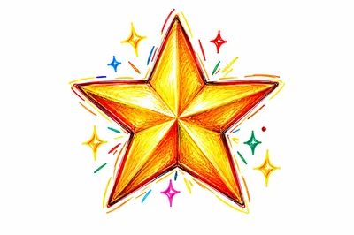Hand Drawn Golden Star Illustration