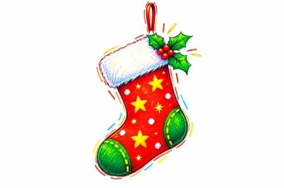 Hand Drawn Christmas Stocking Illustration