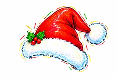 Hand Drawn Santa Claus Hat Illustration