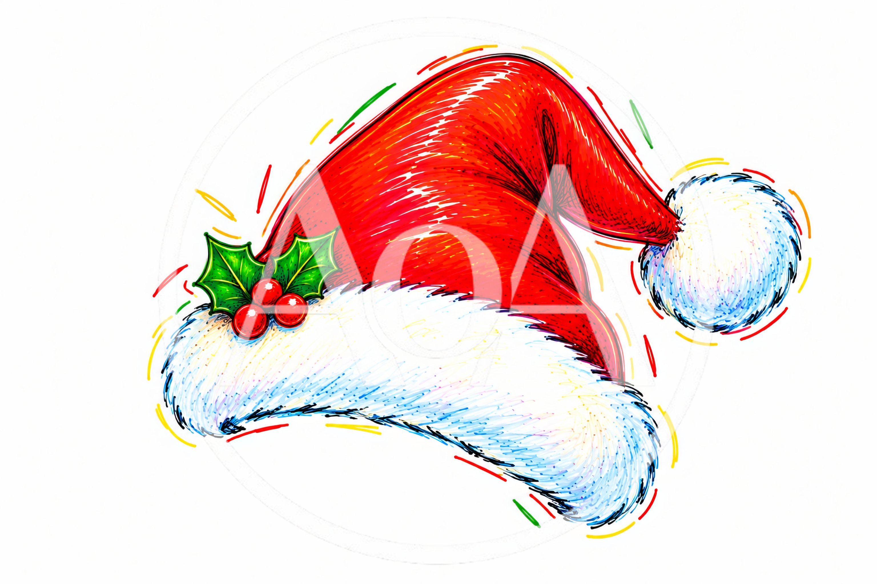 Hand Drawn Santa Claus Hat Illustration