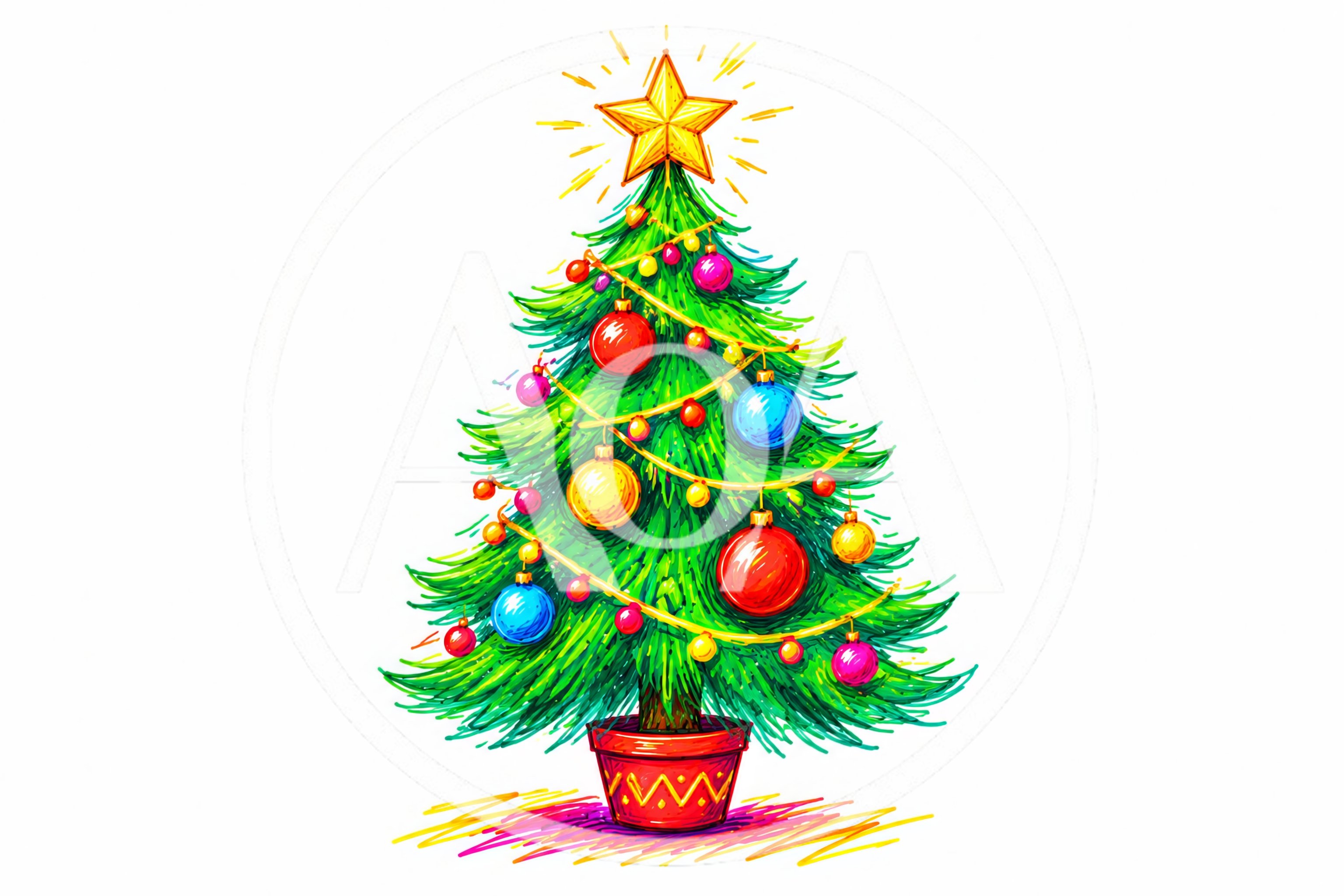 Hand Drawn Christmas Tree Illustration