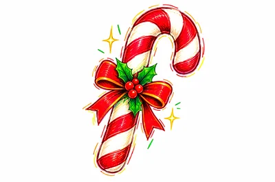 Hand Drawn Christmas Candy Cane Illustration