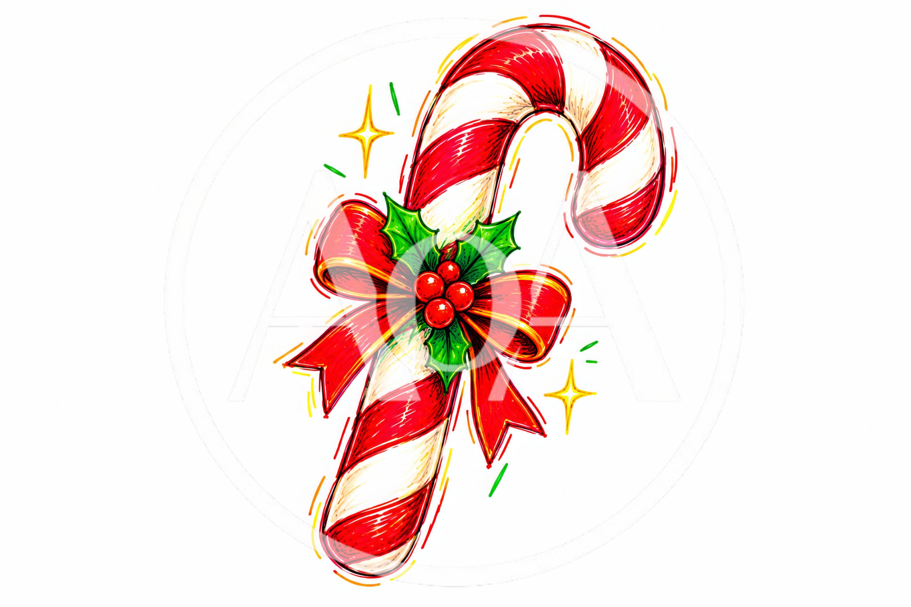 Hand Drawn Christmas Candy Cane Illustration