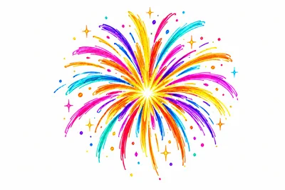 Colorful Hand Drawn Fireworks Illustration