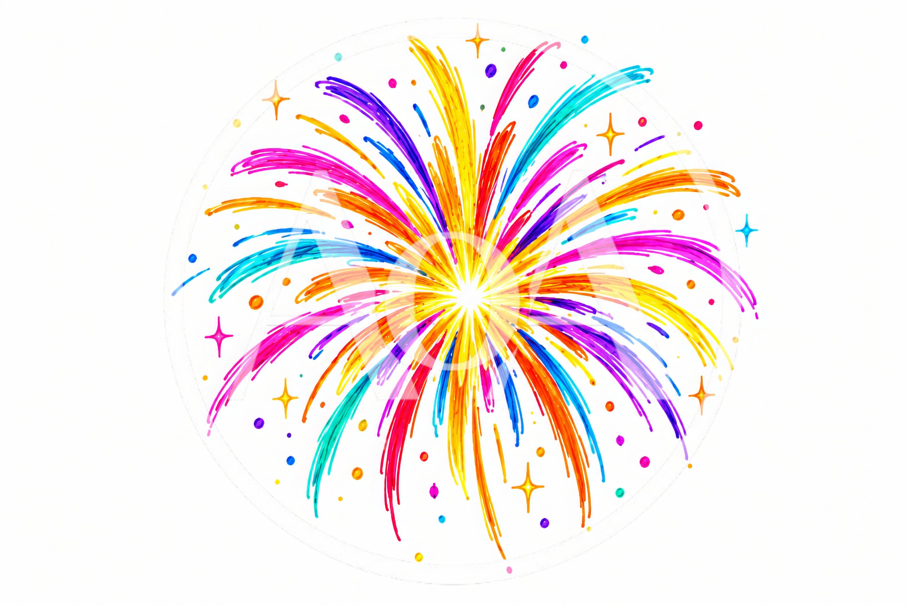 Colorful Hand Drawn Fireworks Illustration
