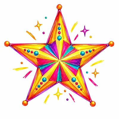 Colorful Hand Drawn Decorative Star Illustration