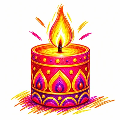 Decorative Diya Candle Illustration for Diwali Festival