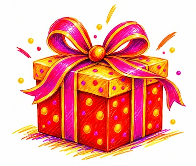 Hand Drawn Illustration Of A Festive Gift Box