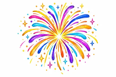 Colorful Fireworks Burst Illustration On White Background