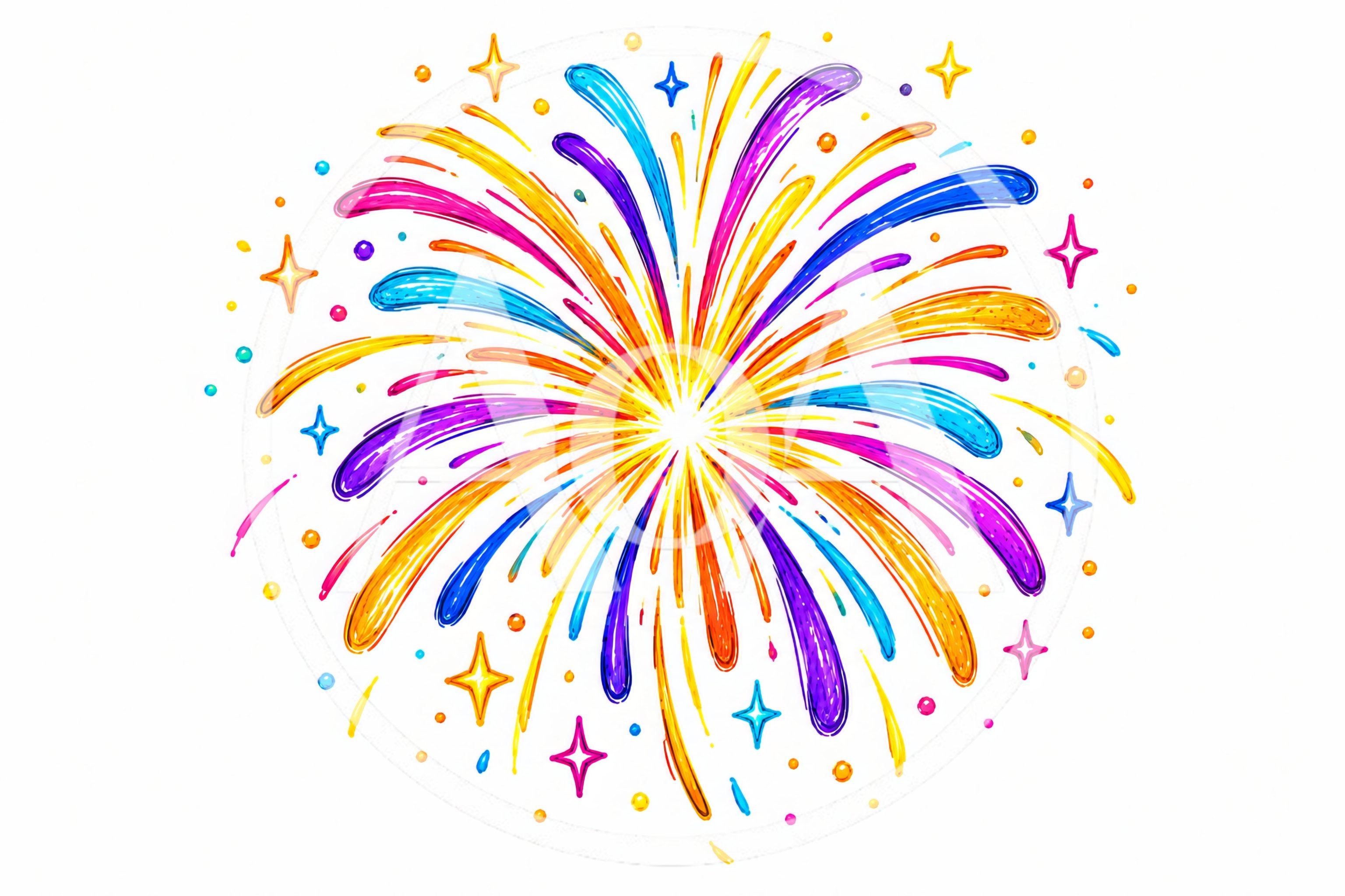 Colorful Fireworks Burst Illustration On White Background