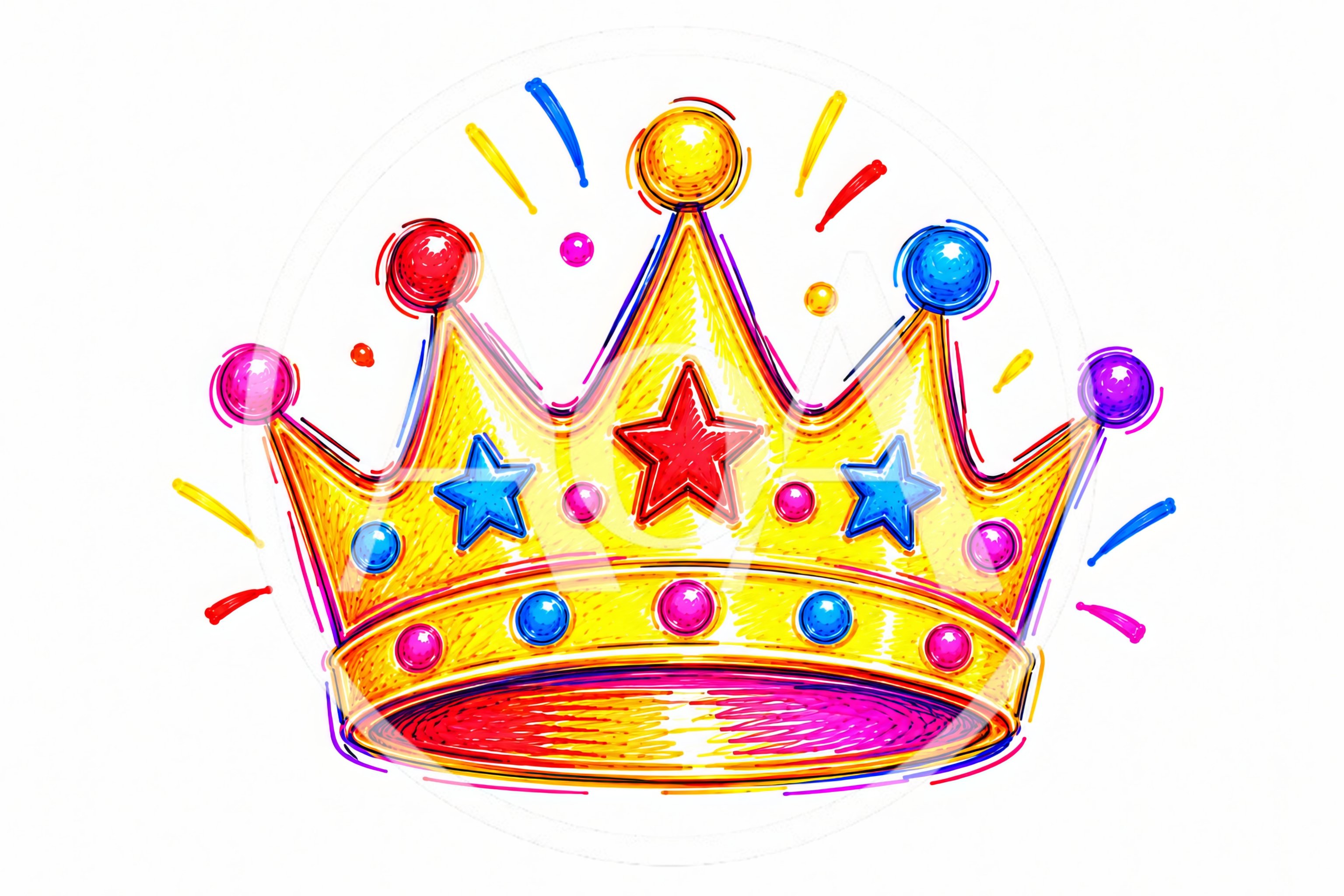 Colorful Hand Drawn Illustration Of A Royal Crown