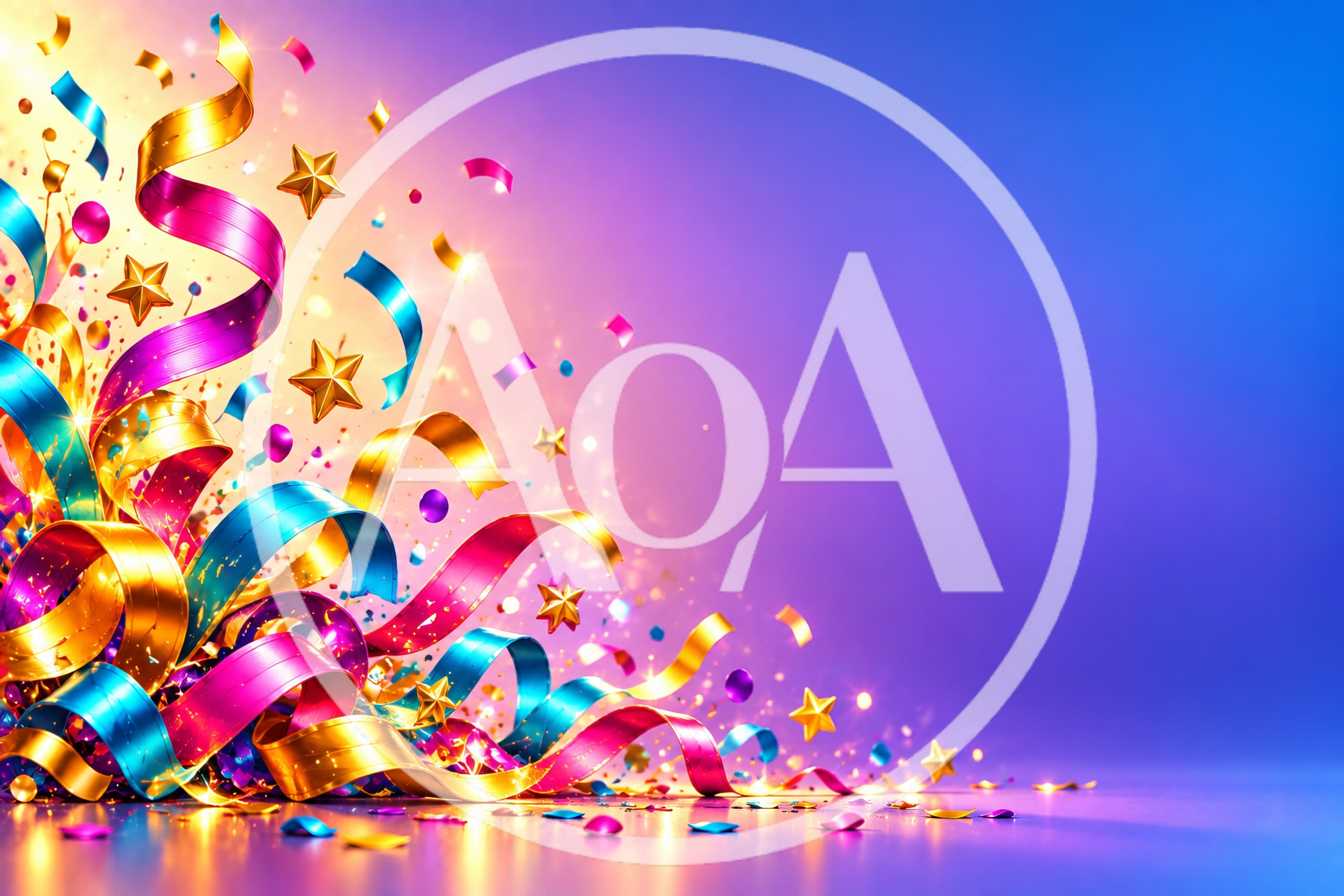 Festive Celebration Background With Colorful Ribbons And Stars