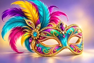 Ornate Venetian Masquerade Mask With Vibrant Feathers