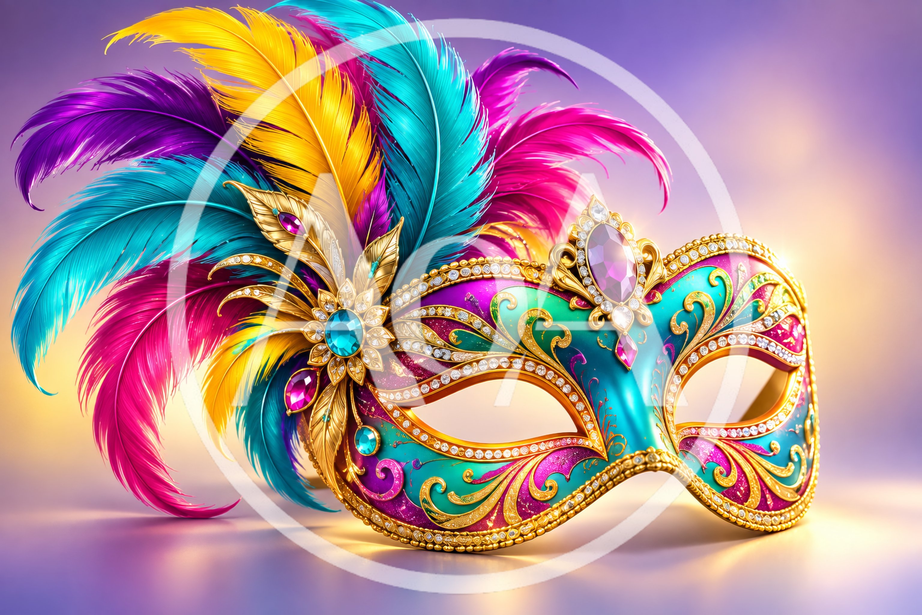 Ornate Venetian Masquerade Mask With Vibrant Feathers