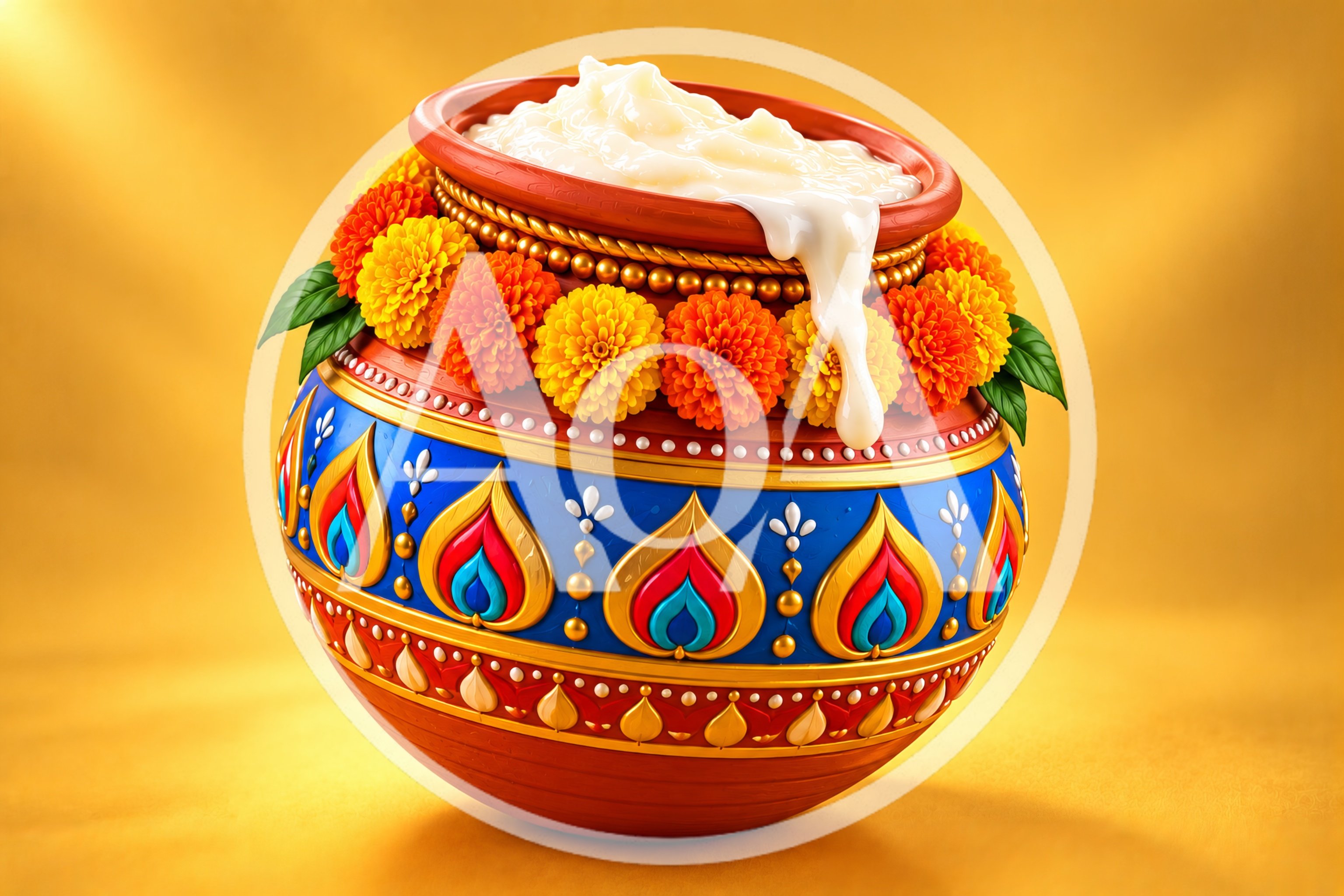 Traditional Indian Clay Pot With Butter For Janmashtami