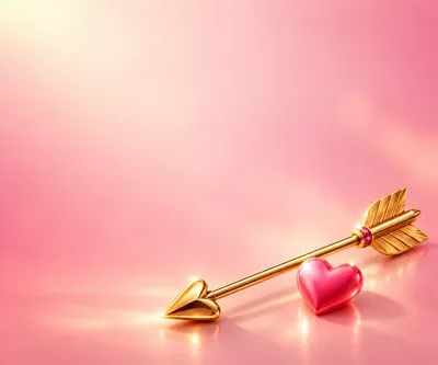 Golden Cupid Arrow With Pink Heart