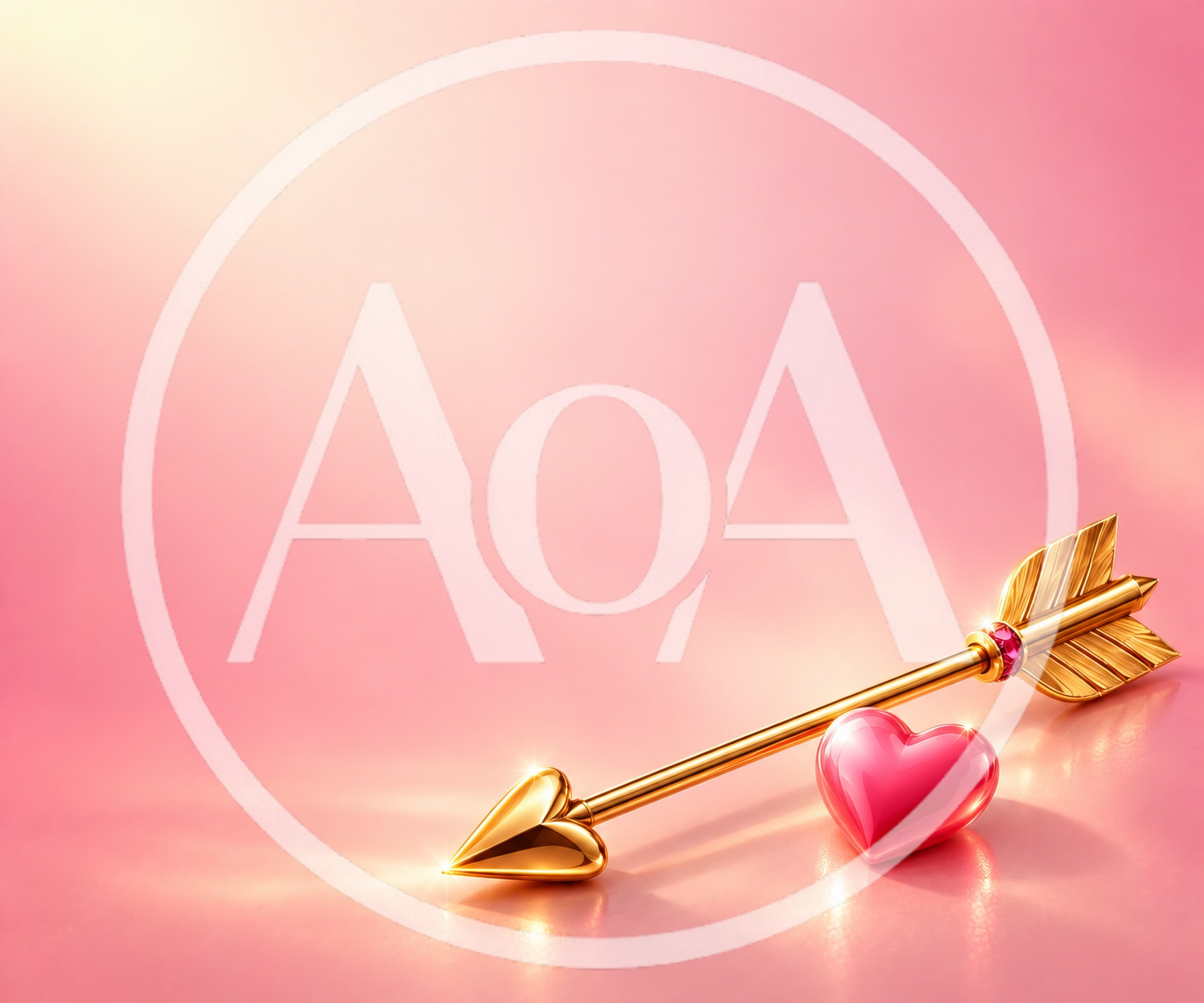 Golden Cupid Arrow With Pink Heart