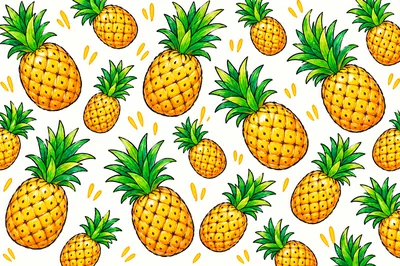 Hand Drawn Pineapple Pattern Illustration
