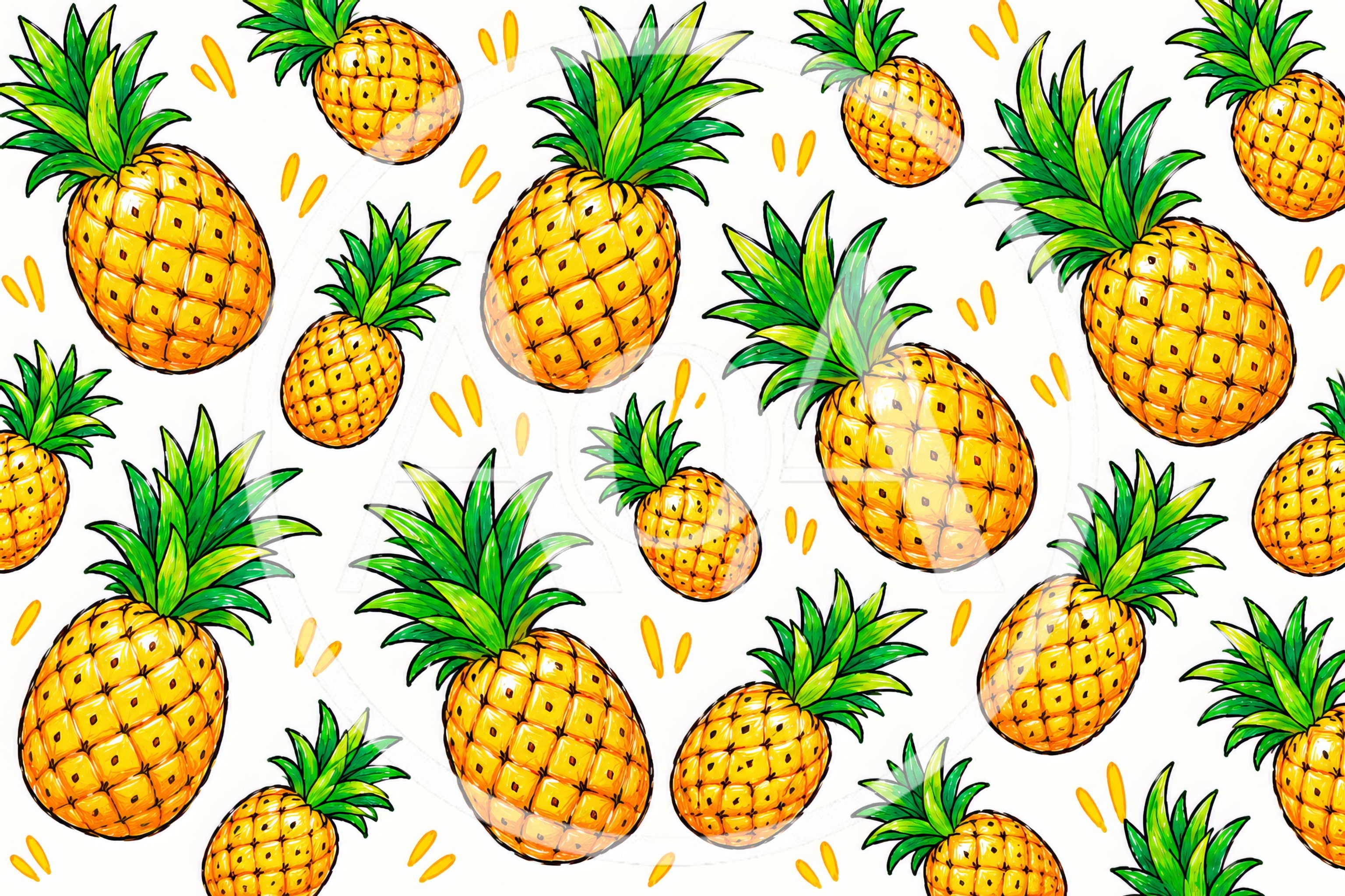 Hand Drawn Pineapple Pattern Illustration