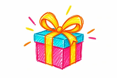 Hand Drawn Colorful Gift Box Illustration