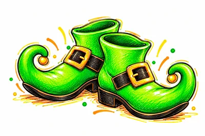 Pair Of Green Leprechaun Boots Illustration