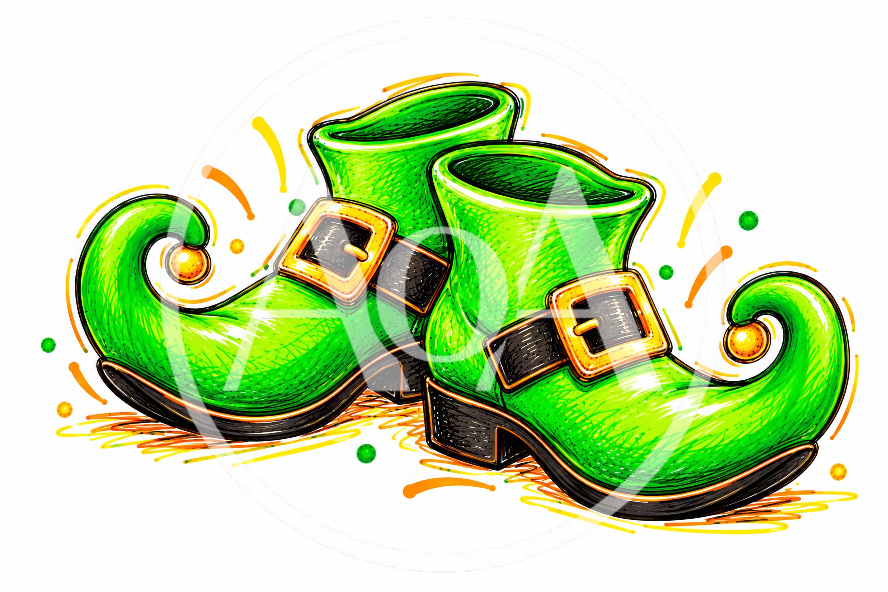 Pair Of Green Leprechaun Boots Illustration