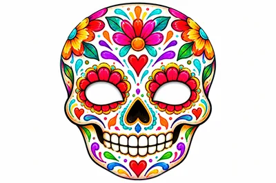 Colorful Sugar Skull Mask For Day Of The Dead