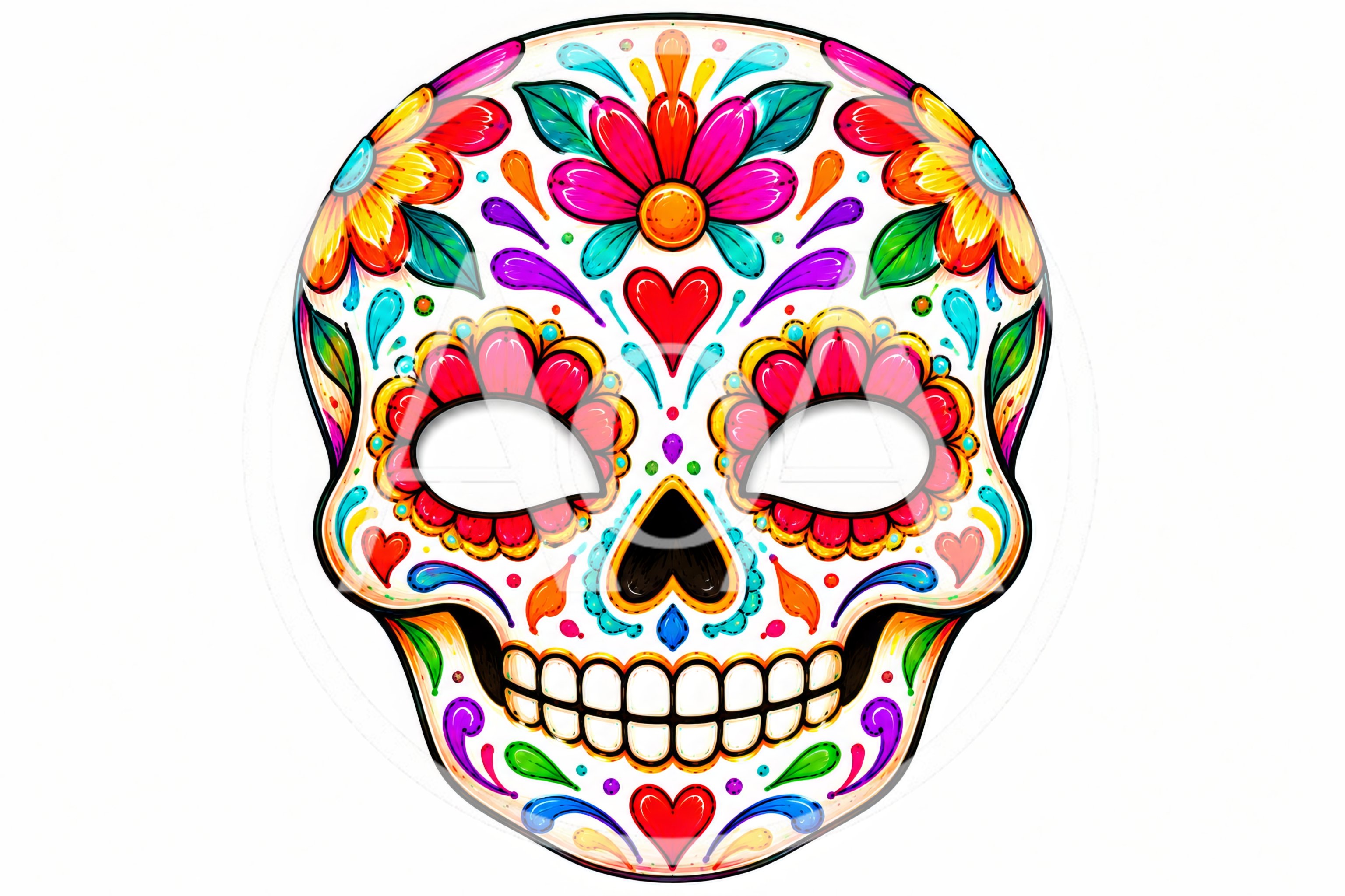 Colorful Sugar Skull Mask For Day Of The Dead