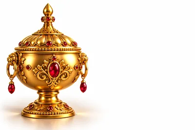 Ornate Golden Chalice With Ruby Gemstones
