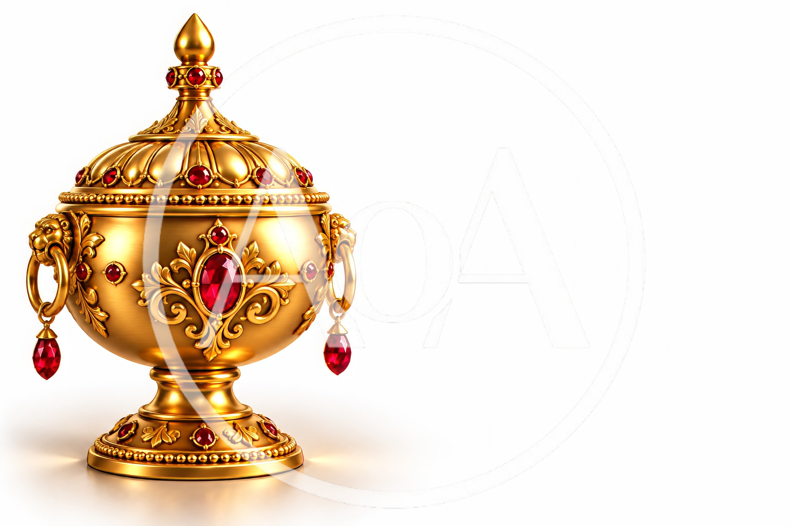 Ornate Golden Chalice With Ruby Gemstones